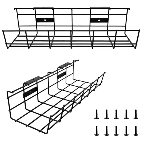 COYACOOL black metal cable management trays under desk