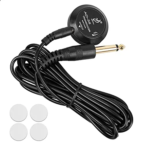 Guitar pickup with volume control piezo transducer microphone