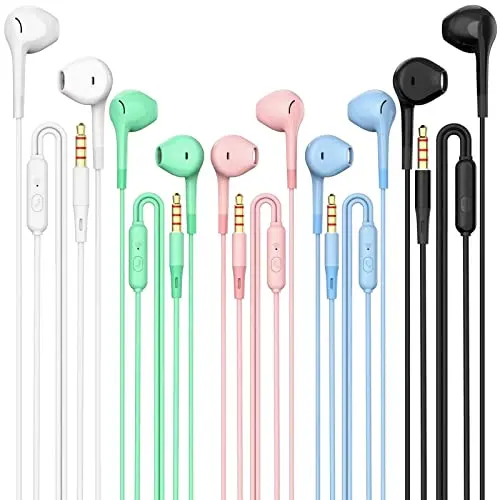 HUOMU wired earbuds five-pack with multiple colors and noise blocking