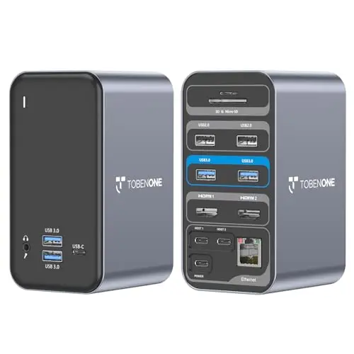 Tobenone USB C docking station with dual monitor support