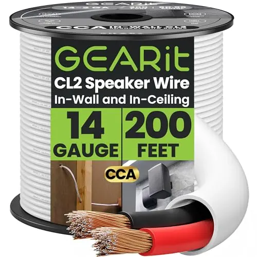 GEARit CL2 rated in-wall speaker wire in white