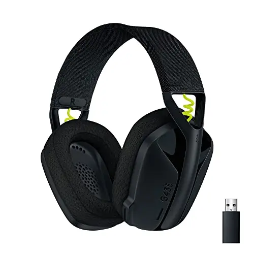 Logitech G435 wireless gaming headset in black with dual connectivity