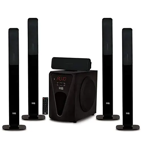 Acoustic Audio AAT5005 home theater speaker system with tower speakers and subwoofer