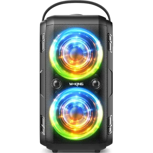 W-KING T9-2 portable Bluetooth speaker with colorful LED light ring