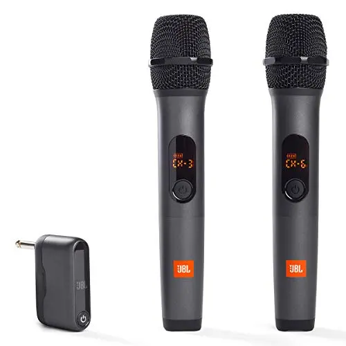 JBL wireless two microphone system with dual-channel receiver
