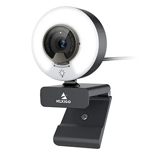 NexiGo N960E webcam with adjustable ring light on a computer