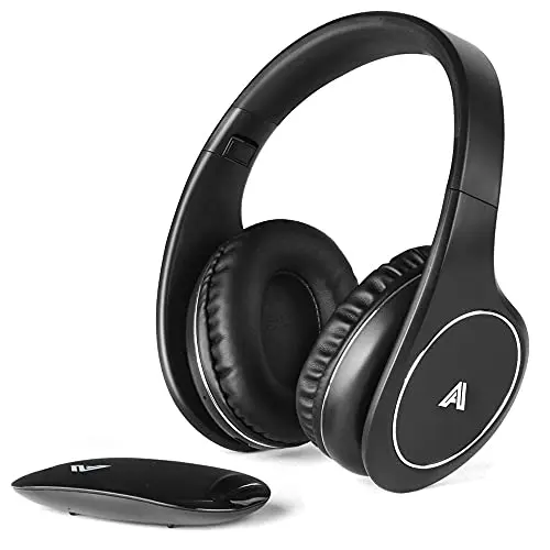 Ansee folding wireless headphones in black with storage bag