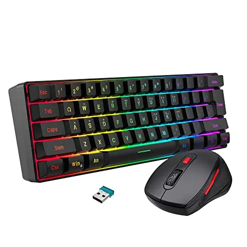 Snpurdiri 60% wireless keyboard and mouse combo in black with RGB lighting