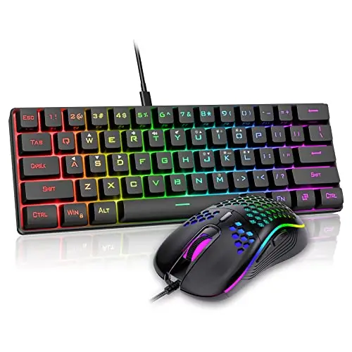 RedThunder 60% compact gaming keyboard and honeycomb mouse combo
