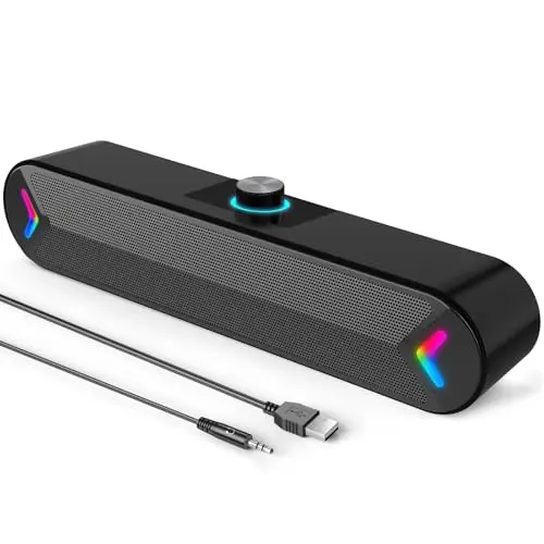 LENRUE USB-powered computer soundbar with breathlight