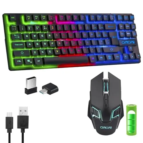CHONCHOW TKL wireless keyboard and mouse combo with LED backlight
