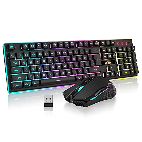 RedThunder K10 wireless gaming keyboard and mouse with rainbow backlight