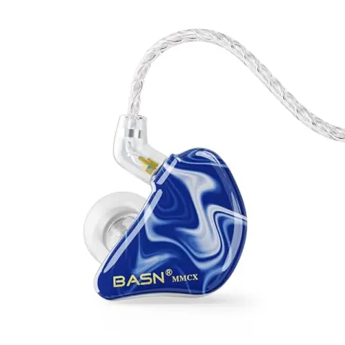 BASN MMCX triple driver in-ear monitor headphones in ice blue