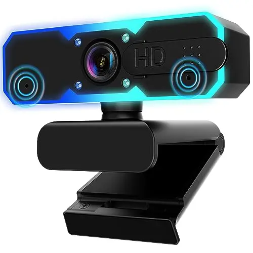 NBPOWER webcam with RGB fill light on a laptop