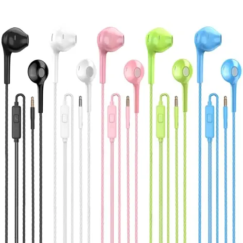 Jogteg wired earbuds five-pack in multiple colors