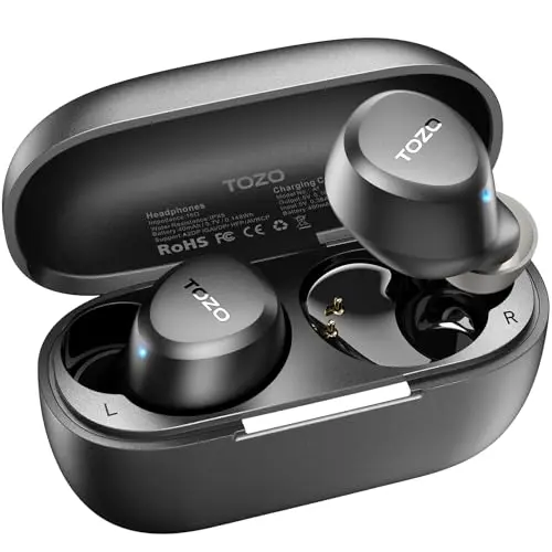 TOZO A1 wireless earbuds with charging case and compact design