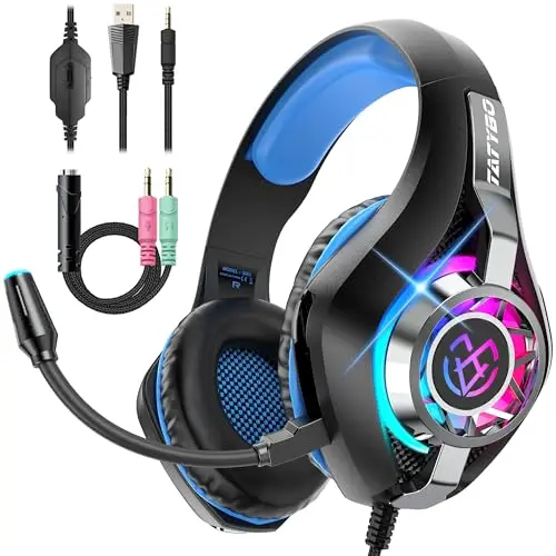 Tatybo wired gaming headset in black blue