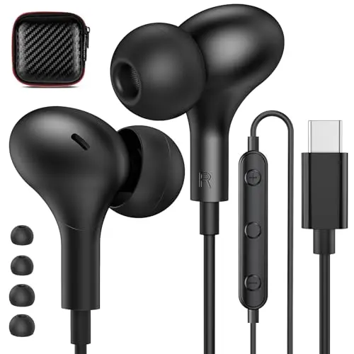 APETOO USB-C headphones with noise isolation for Samsung S24 Ultra
