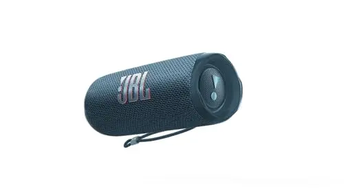 JBL Flip 6 portable Bluetooth speaker in blue with racetrack woofer