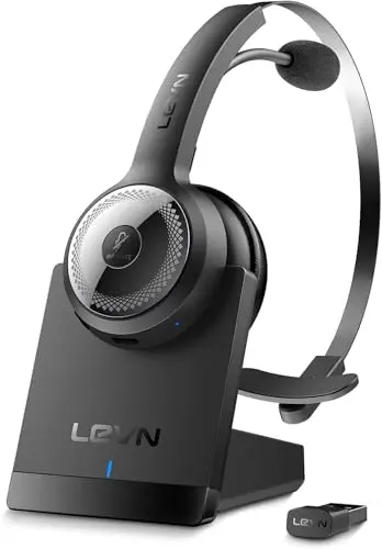 LEVN Bluetooth headset with charging base for PC and mobile devices
