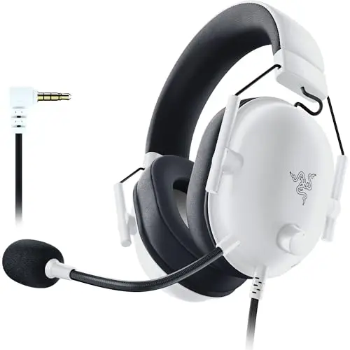 Razer BlackShark V2 X gaming headset in white with large ear cups