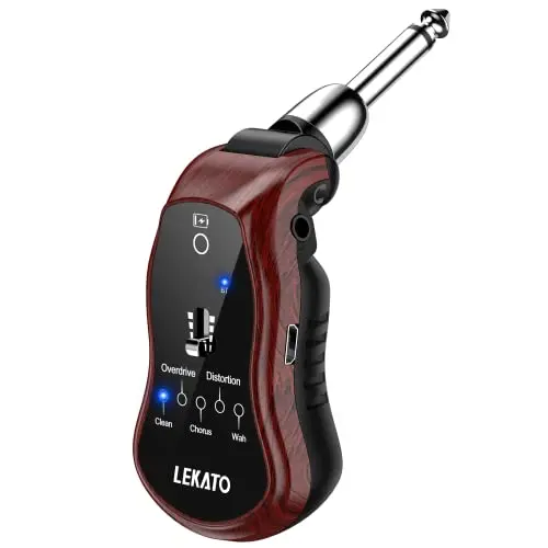LEKATO micro guitar headphone amplifier with effects in red
