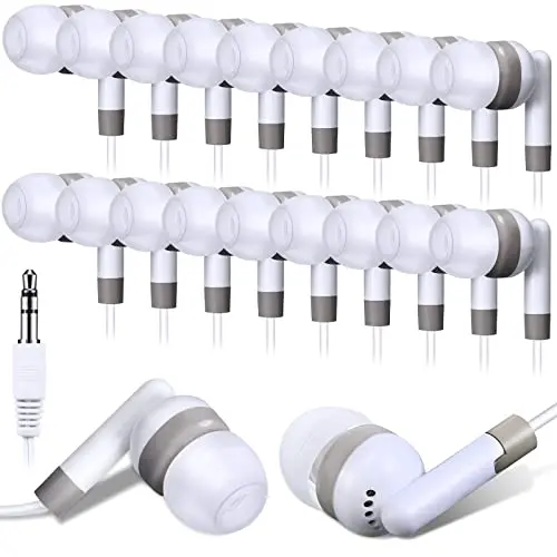 Konohan 100 pack white earbuds for classroom and library use