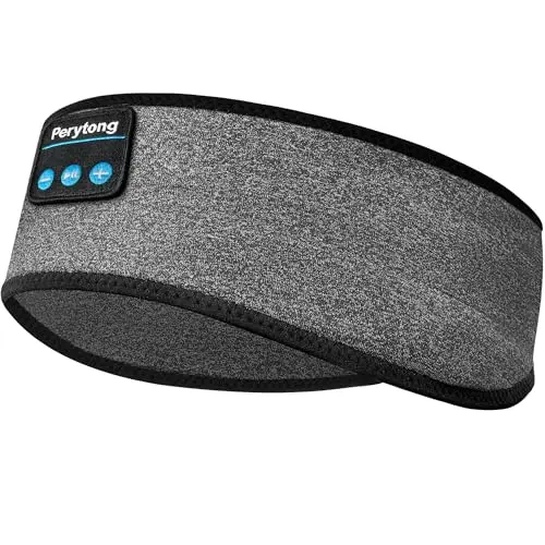 Perytong Bluetooth sleep headphones headband in black grey fabric
