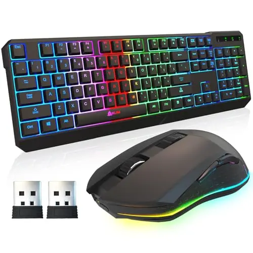 KLIM Chroma wireless keyboard and mouse combo with vibrant RGB lighting