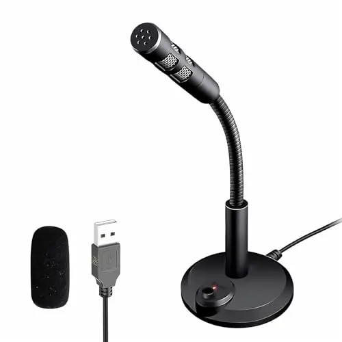 Blapsuro USB computer microphone with gooseneck and foam windscreen