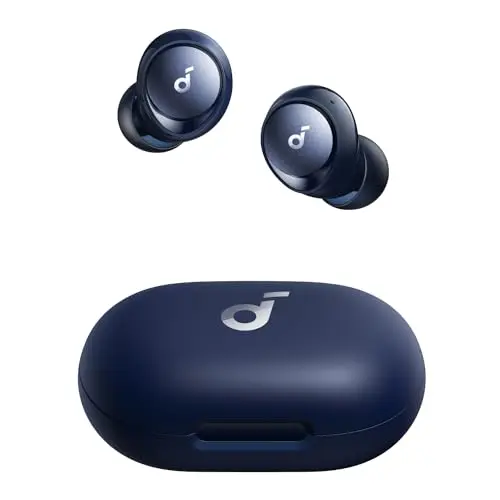 Soundcore Space A40 noise cancelling earbuds in blue