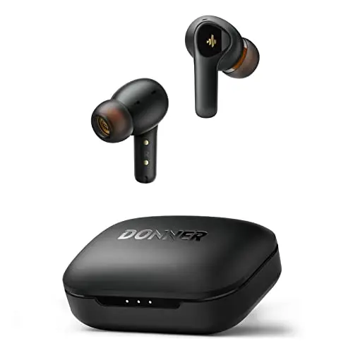Donner wireless earbuds in black with charging case