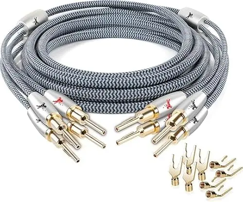 Impeto cotton braided speaker cables with gold connectors