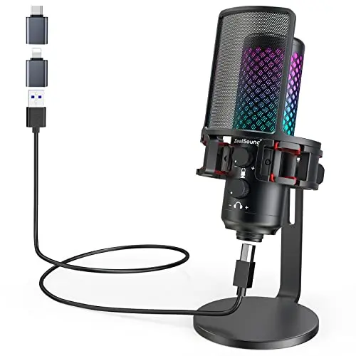 ZealSound USB microphone with RGB lighting for iPhone and gaming
