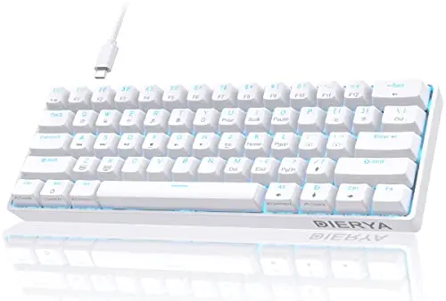 DIERYA compact 61-key mechanical gaming keyboard in white