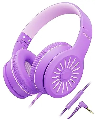 NIVAVA K16 wired headphones with microphone in purple pink