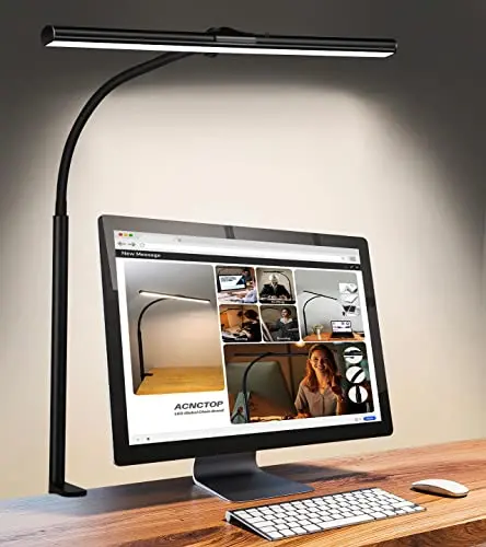 ACNCTOP black desk lamp with clamp and adjustable gooseneck