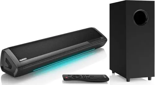Saiyin soundbar with wired subwoofer for gaming and TV