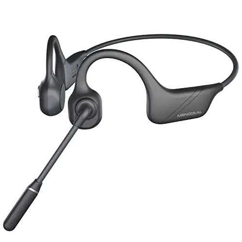MONODEAL bone conduction headphones being worn with glasses