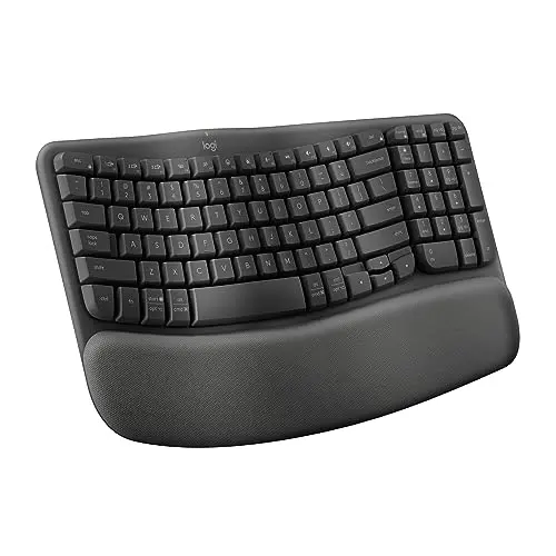 Logitech Wave Keys ergonomic keyboard with wave design and palm rest