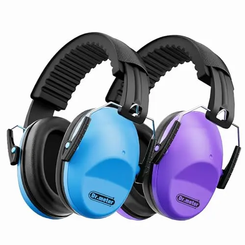Dr.meter kids noise cancelling headphones in blue and purple colors