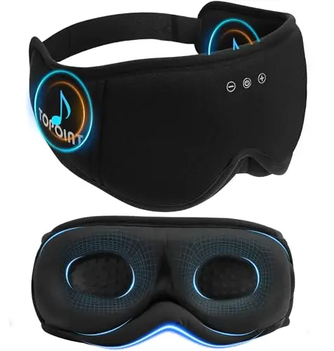 TOPOINT 3D blackout sleep mask with Bluetooth headphones in black color