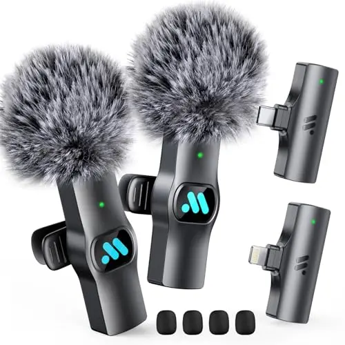 Leettus wireless lavalier microphone with dual receivers