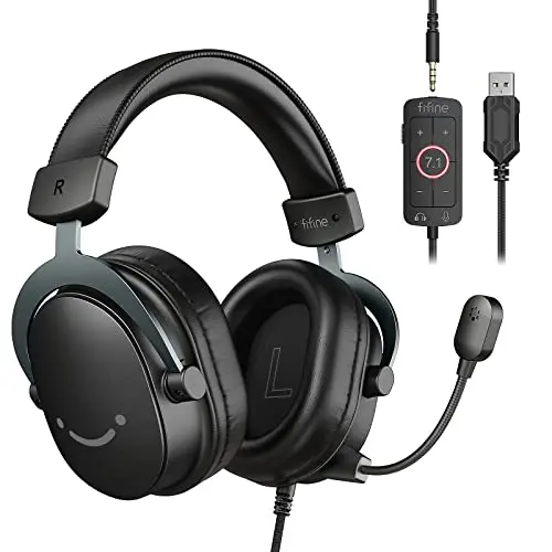 FIFINE AmpliGame H9 wired gaming headset in black with control box