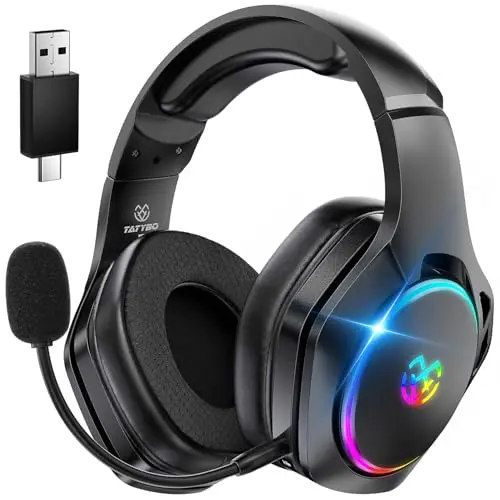 Tatybo wireless gaming headset in black with dual connectivity