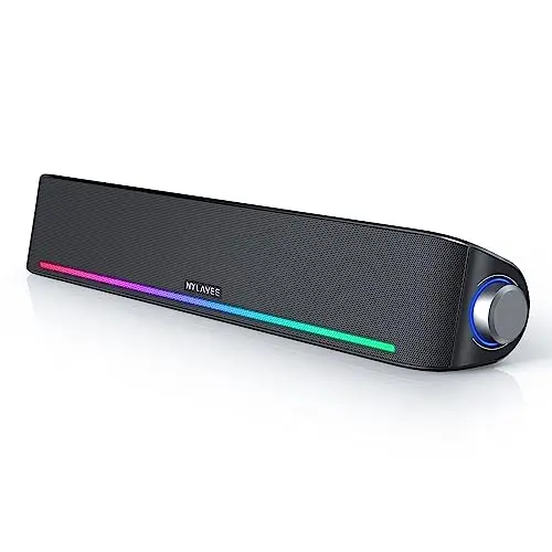 Nylavee computer soundbar with dynamic RGB lighting modes