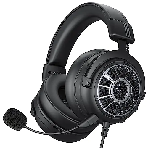 EKSA wired gaming headset with detachable microphone in black