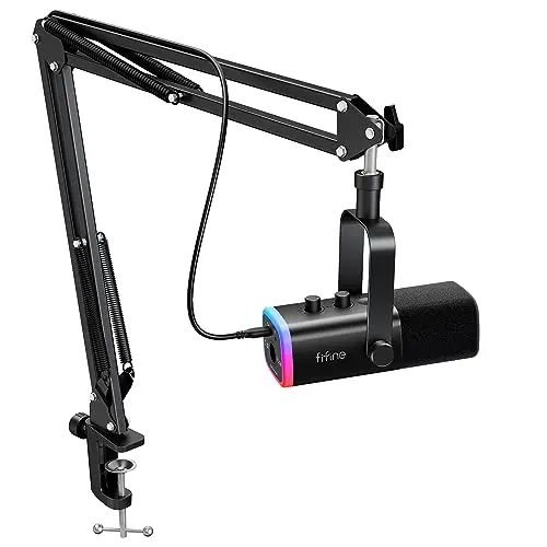 FIFINE AM8T RGB gaming microphone with boom arm