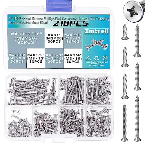 ZMBROLL stainless steel wood screws with flat heads