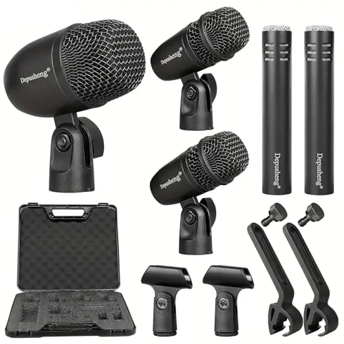 Depusheng 5-piece wired dynamic drum microphone kit